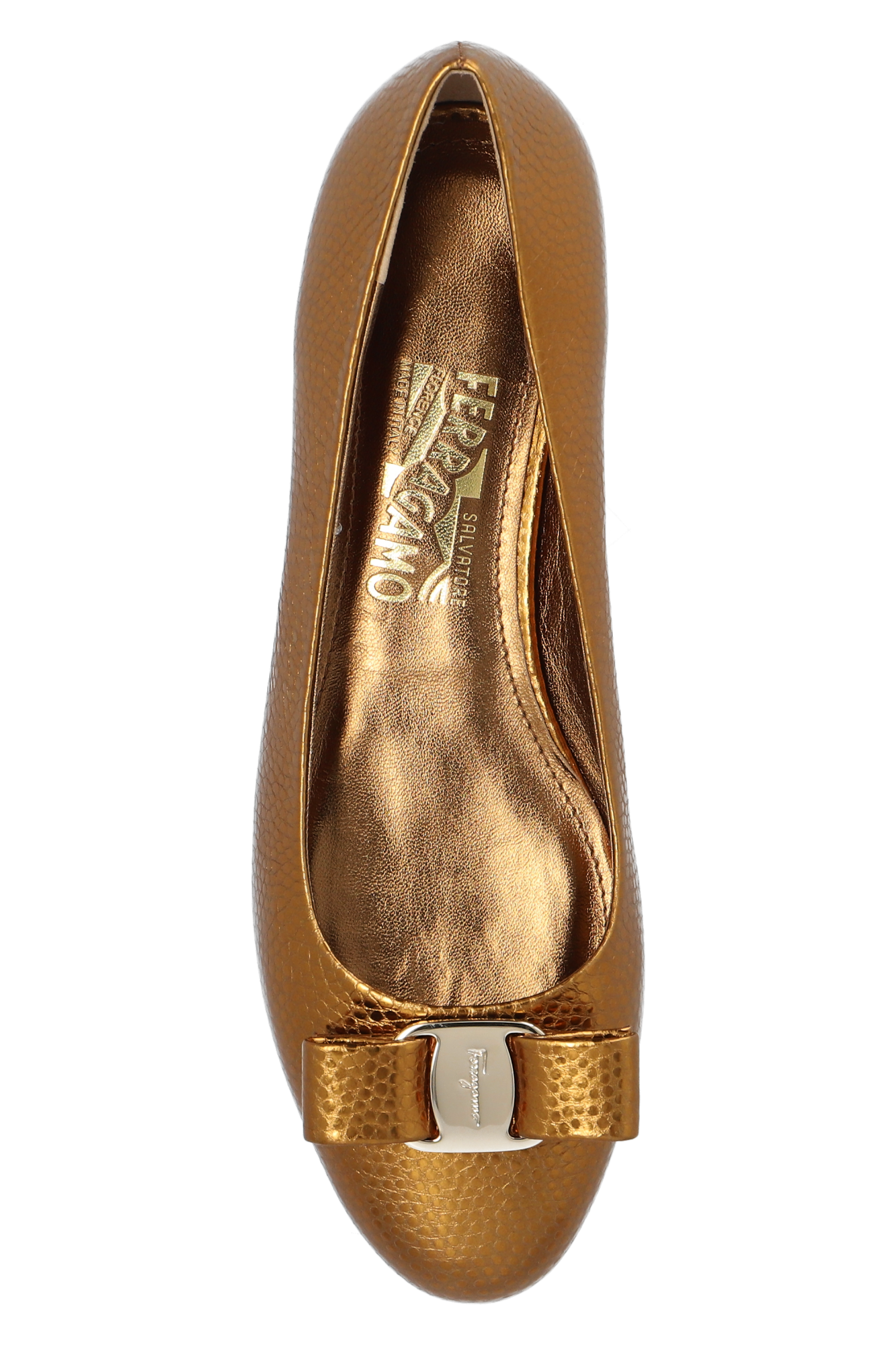 Ferragamo on sale gold flats